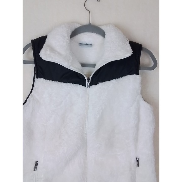Columbia Womens Vest Sz M Full Zip Sherpa Fleece Lined‎ White Black Color block - Picture 4 of 11